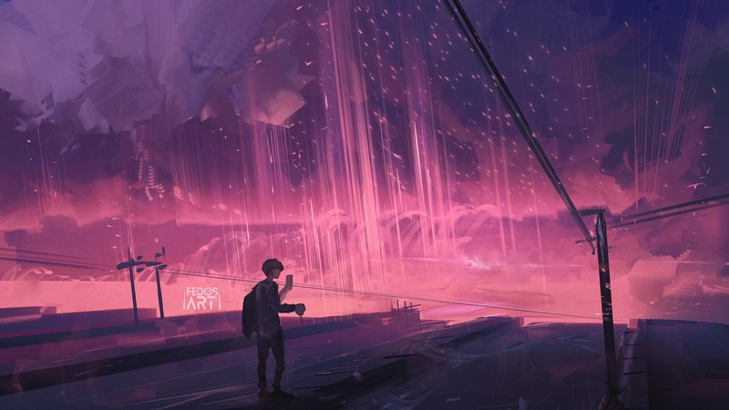 artist, artwork, digital art, hd, 4k, pink, alone, artstation