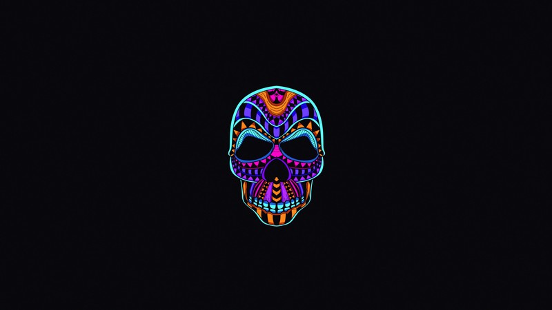 skull, dark, oled, hd, 4k, black, minimalism, minimalist