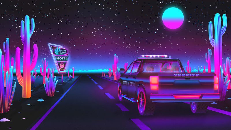 retrowave, road, artist, artwork, digital art, hd, 4k, behance
