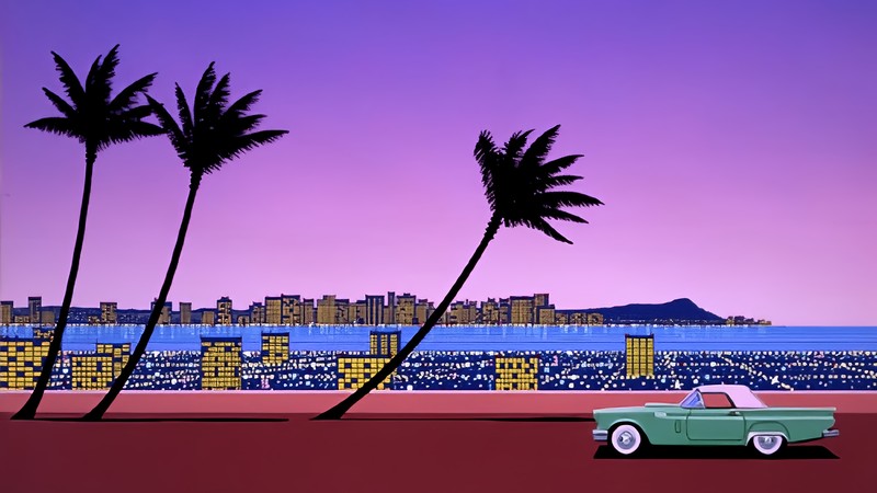 retro, classic cars, artist, artwork, digital art, hd, 4k