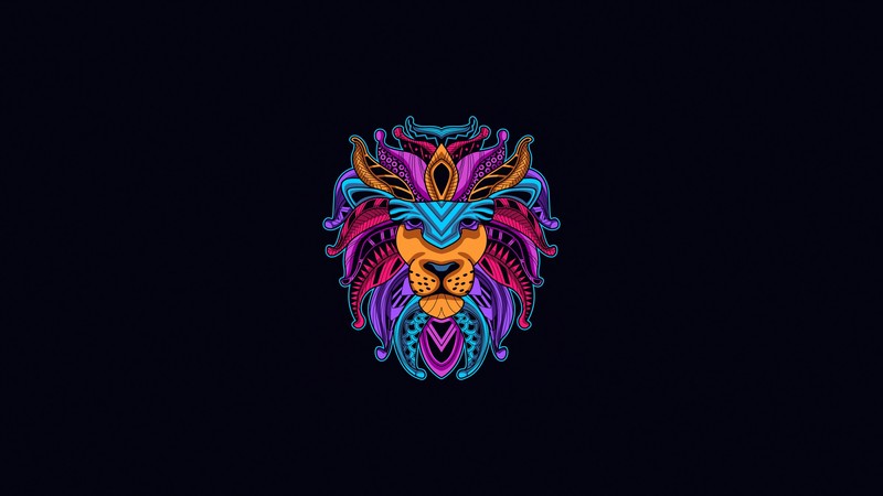lion, minimalism, minimalist, dark, oled, hd, 4k