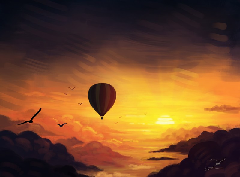 air balloon, artist, artwork, digital art, hd, deviantart, 4k