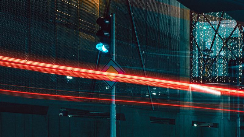 traffic light, street, city, lights, long exposure, 4k
