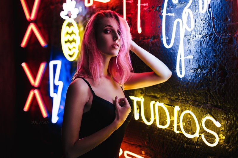 girls, model, hd, pink, hairs, neon