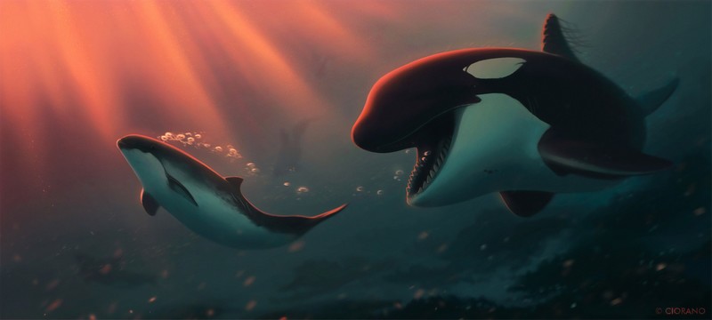dolphin, fish, animals, artist, artist, artwork, digital art, hd, deviantart, 4k