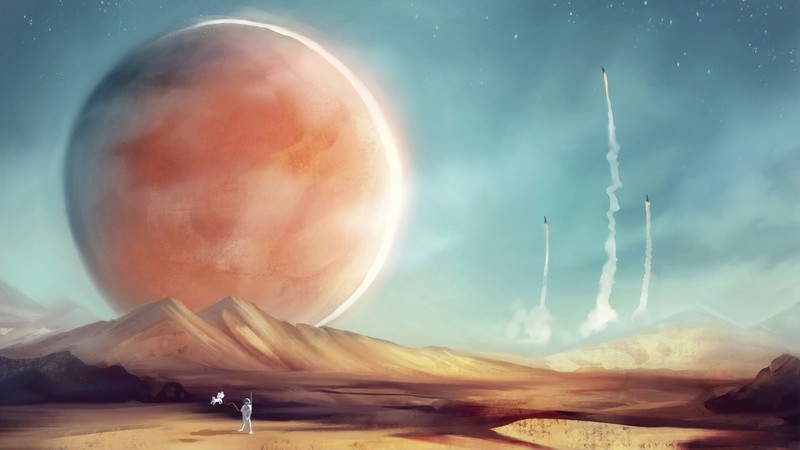 artist, hd, 4k, artwork, mars, astronaut, artstation