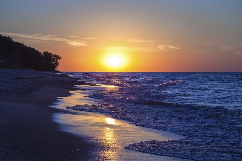 lake, sunset, nature, hd, waves