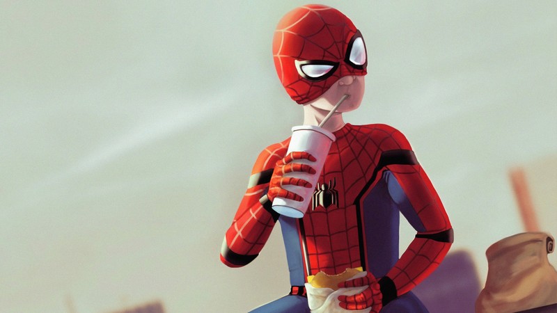 spiderman, superheroes, burger, hd, 4k, artstation