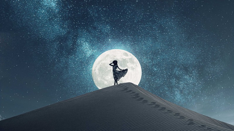 moon, dancing, artist, artwork, digital art, hd, 4k