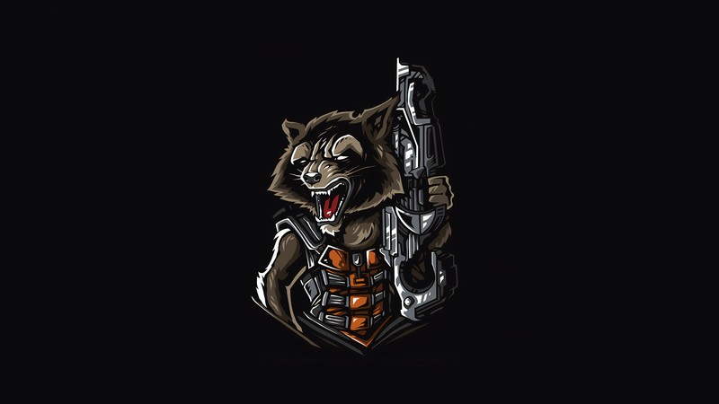 rocket raccoon, superheroes, hd, 4k, minimalism, minimalist