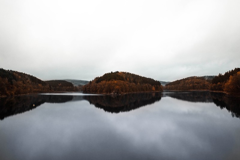 autumn, forest, lake, nature, hd, 4k