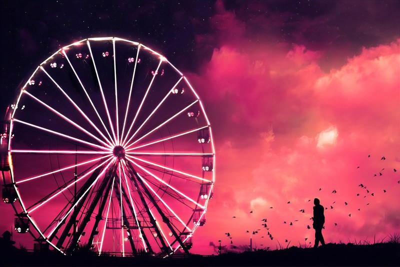 ferris wheel, artist, artwork, digital art, hd, deviantart