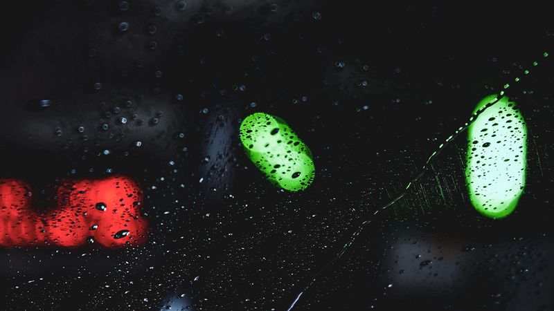 drops, glass, lights, blur, 4k