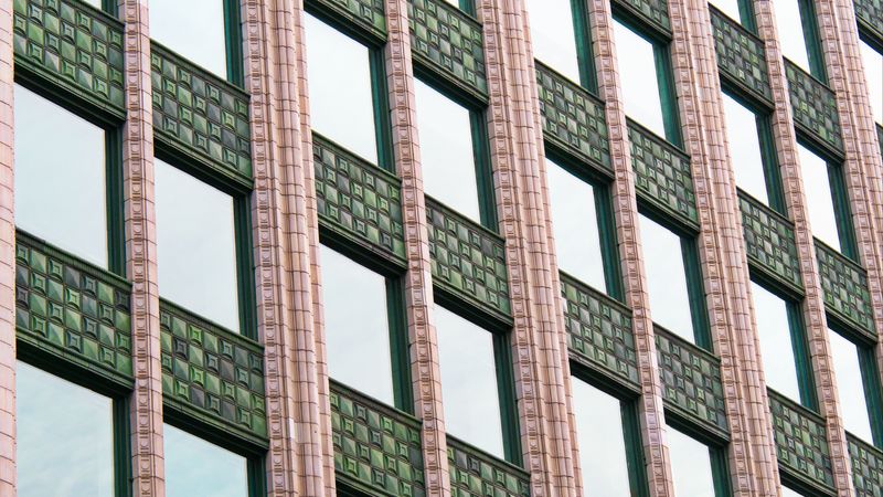 facade, building, windows, glass, glassy, 4k
