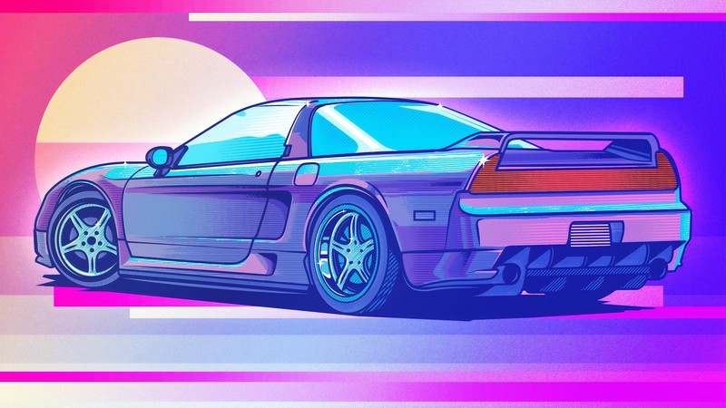honda nsx, honda, cars, hd, 4k, retrowave, artist, artwork, digital art