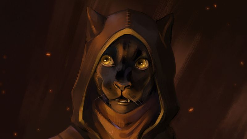 cat, hood, glance, art, 4k