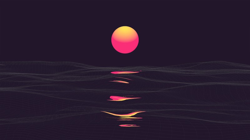 retrowave, sunrise, reflection, hd, abstract, 4k