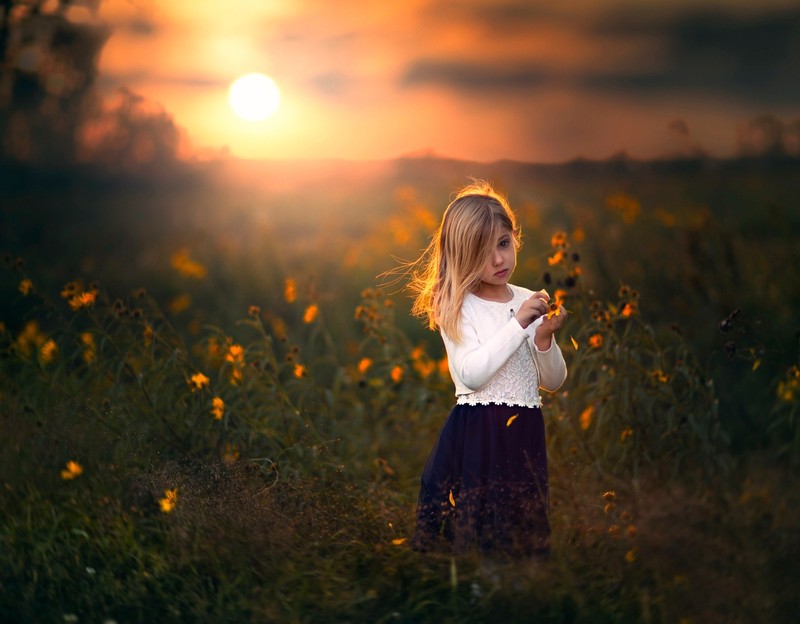 little girl, cute, children, flowers, hd