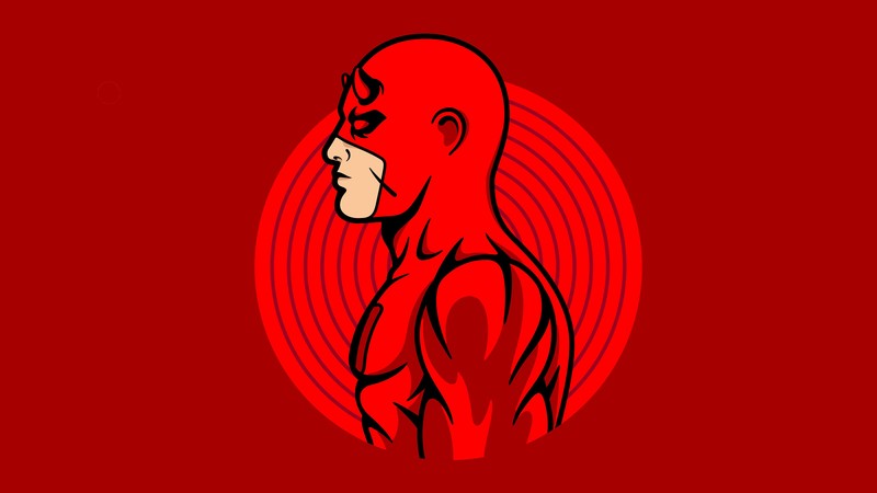 daredevil, superheroes, minimalism, minimalist, red, hd, 4k