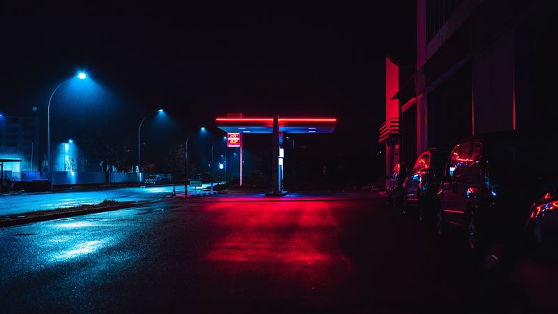 night city, neon, city lights, street, night, 4k
