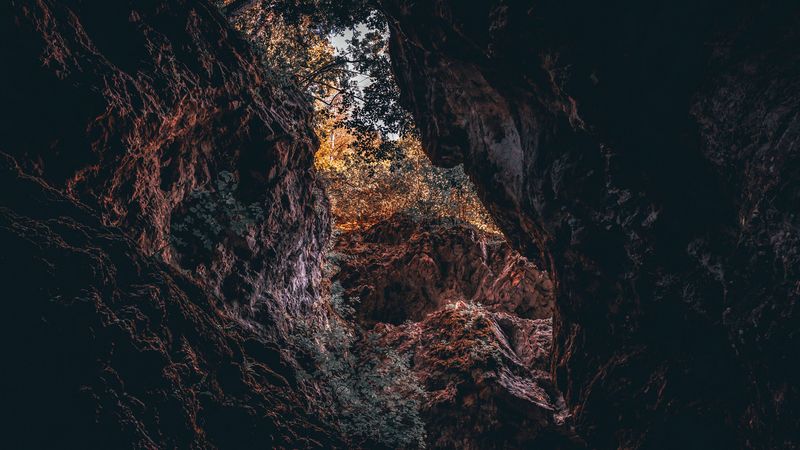 cave, rocks, gorge, mountains, nature, 4k
