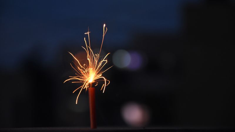 fireworks, sparks, fire, dark, 4k