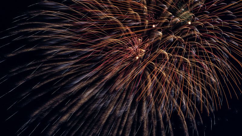 fireworks, sparks, long exposure, dark, 4k