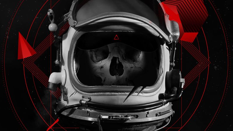 skull, helmet, astronaut, art, 4k
