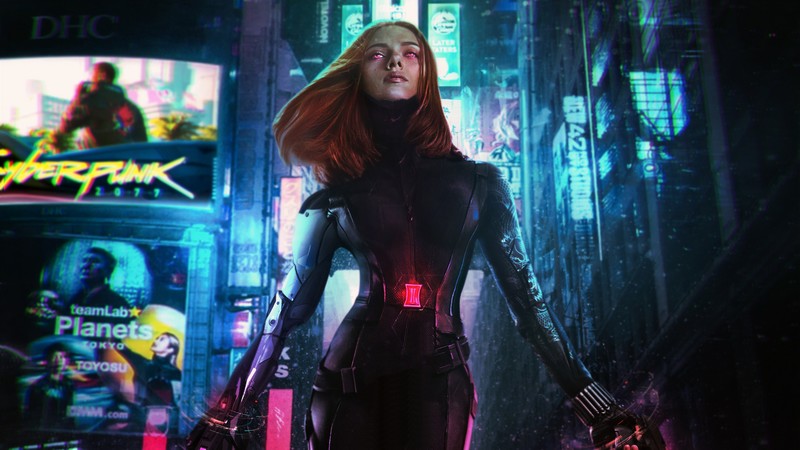 black widow, cyberpunk 2077, games, hd, 4k, deviantart