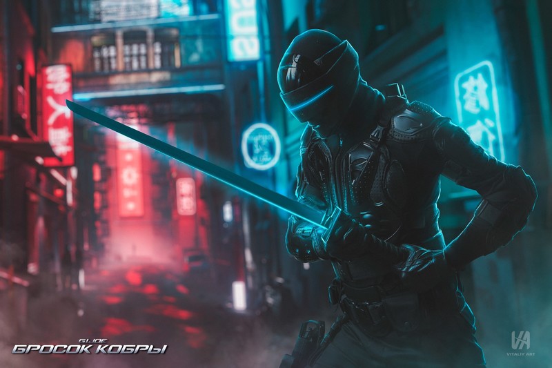 ninja, neon, artist, artwork, digital art, hd, behance