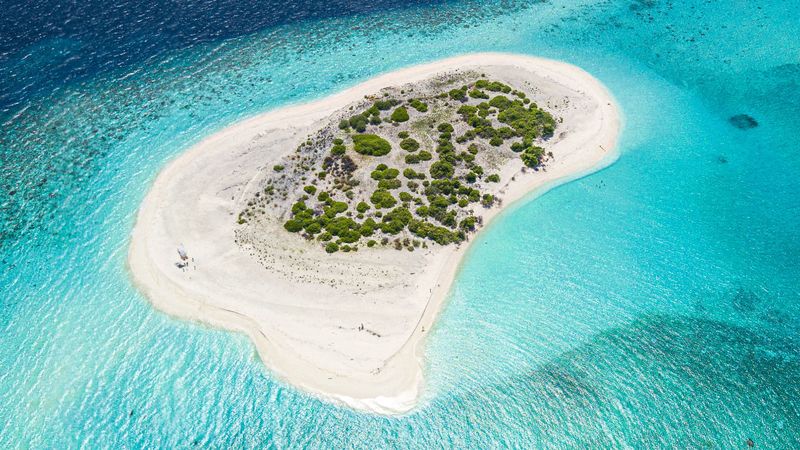 island, ocean, aerial view, water, land, 4k