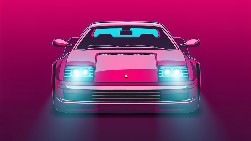 ferrari, minimalism, minimalist, artist, artwork, digital art, hd, 4k, retro