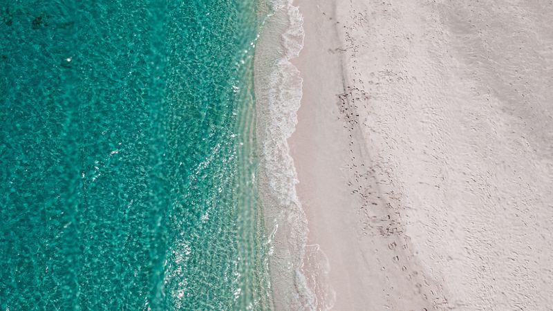 beach, sea, aerial view, water, sand, 4k