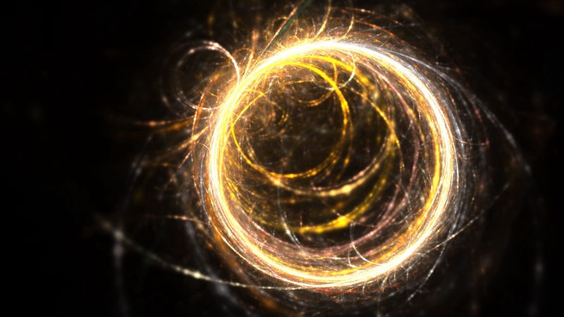 fractal, circles, glow, light, bright, glare, 4k