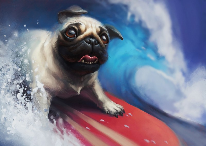 pug, artist, artwork, digital art, hd