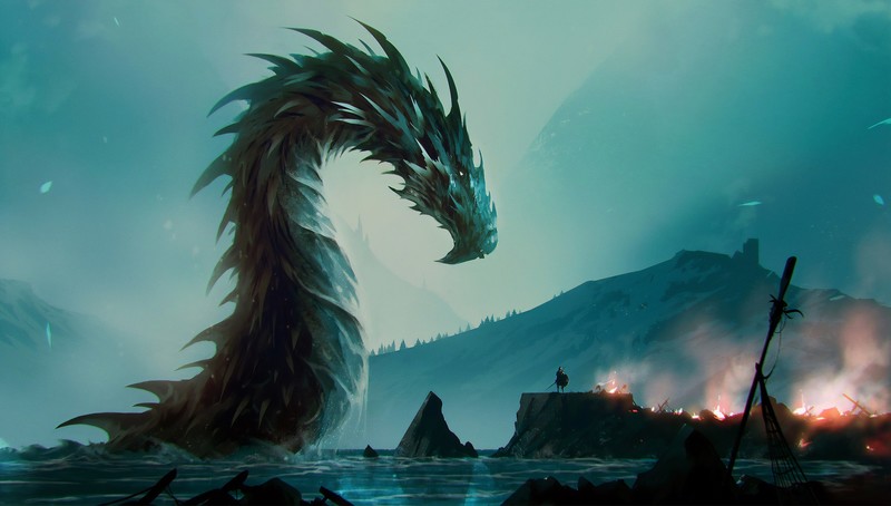 dragon, warrior, artist, artwork, digital art, hd, 4k