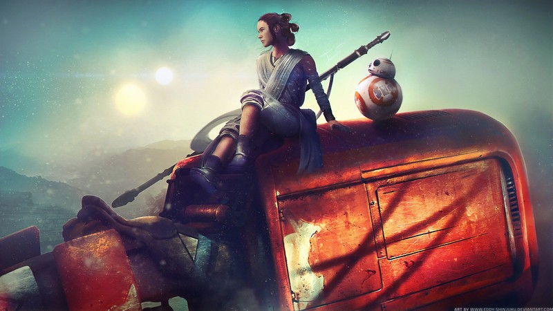 rey, bb 8, star wars, hd, 4k, digital art, deviantart, artist, artwork