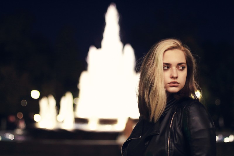 leather, jacket, girls, model, hd, outdoors