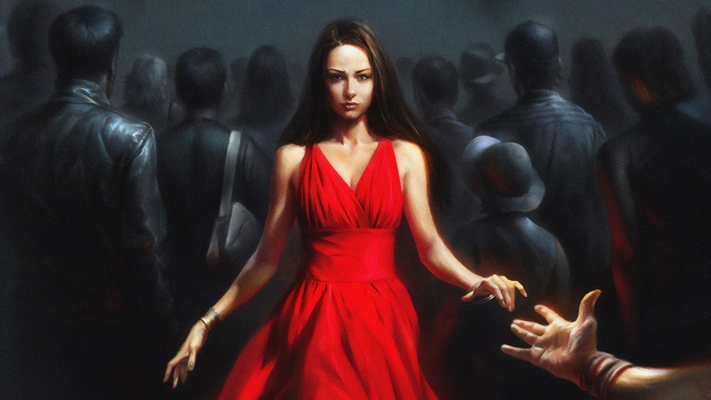 artist, artwork, digital art, hd, artstation, red dress