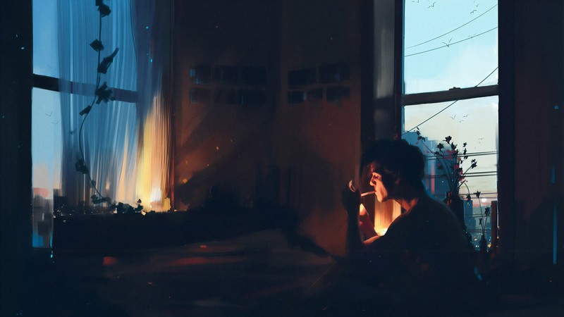 alone, smoking, hd, 4k, artist, artwork, digital art, artstation
