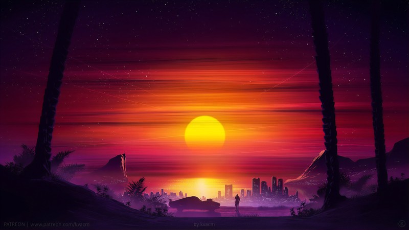sunset, city, artist, artwork, digital art, hd, deviantart