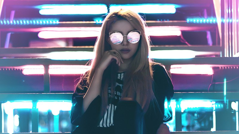 girls, neon, photography, hd