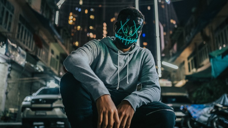 neon, mask, photography, hd, 4k