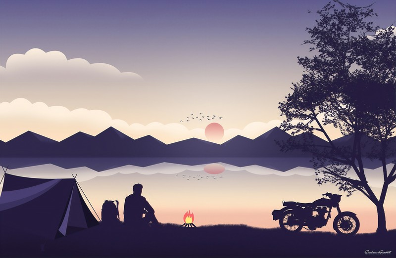 biker, artist, artwork, digital art, hd, behance