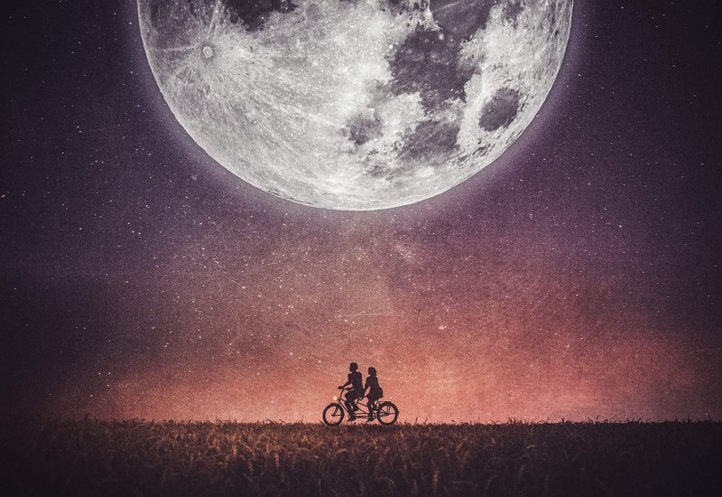 couple, cycle, love, artist, artwork, digital art, hd, behance, moon