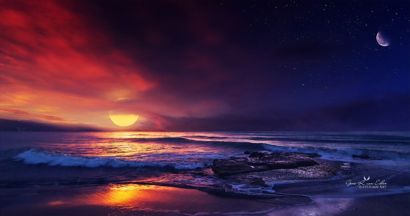 ocean, artist, artwork, digital art, hd, illustration, 4k, deviantart, sunset