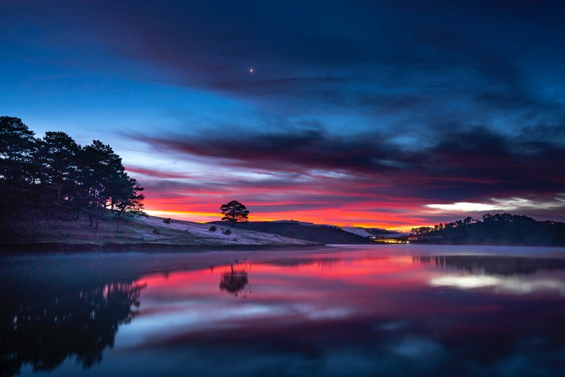 sunset, reflection, clouds, nature, hd, 4k, 5k, 8k
