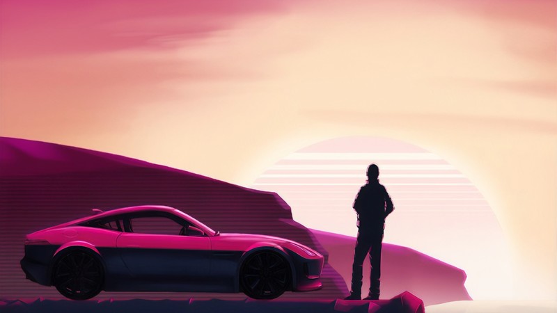 synthwave, retrowave, artist, artwork, digital art, hd, retro, cars, artstation, alone