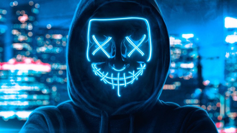 hoodie, artist, hd, 4k, neon, mask HD Wallpaper