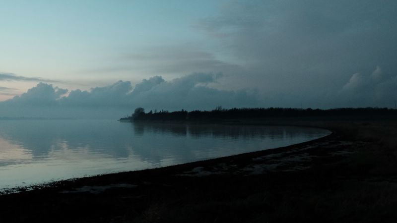 lake, coast, dusk, landscape, dark, 4k